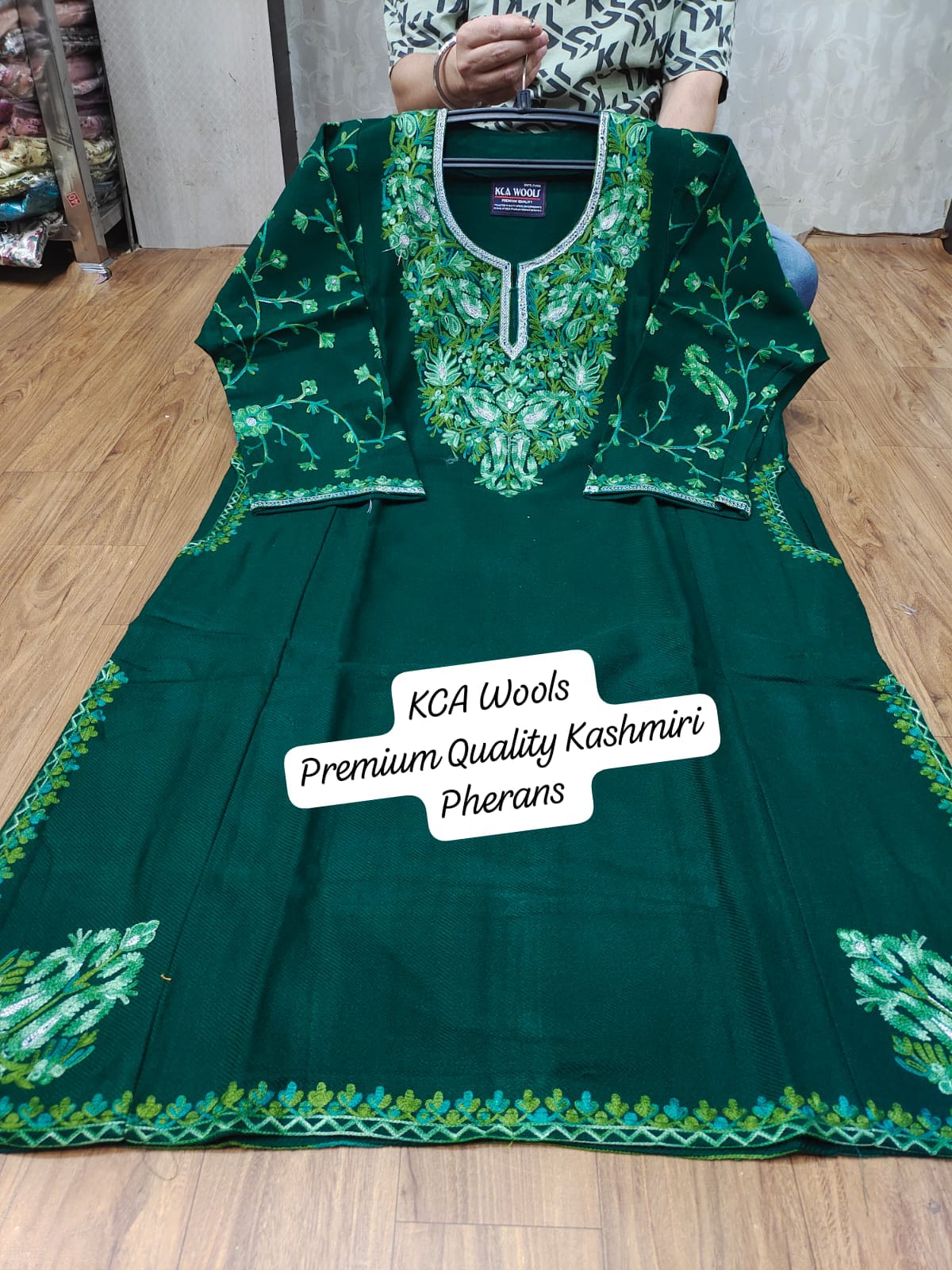 Kashmiri Embroidered Pherans - Traditional Long Kurti in Pure Wool Pashmina Fabric