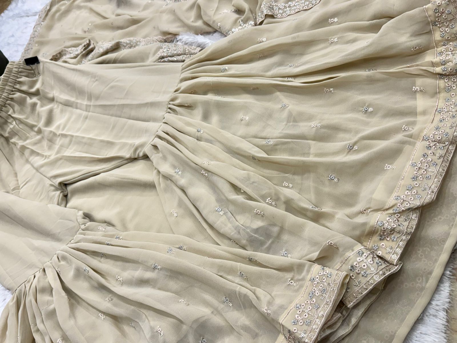 Georgette Moti Work Gharara With Heavy Embroidered Premium Outfit