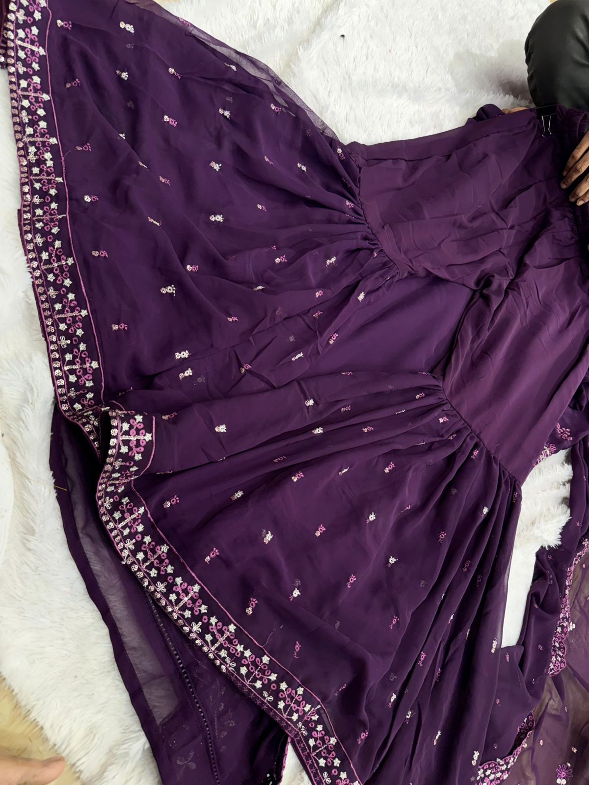 Georgette Moti Work Gharara With Heavy Embroidered Premium Outfit