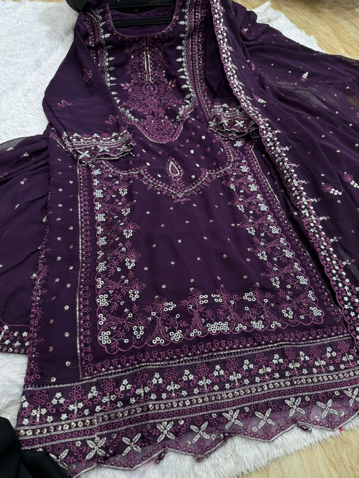 Georgette Moti Work Gharara With Heavy Embroidered Premium Outfit