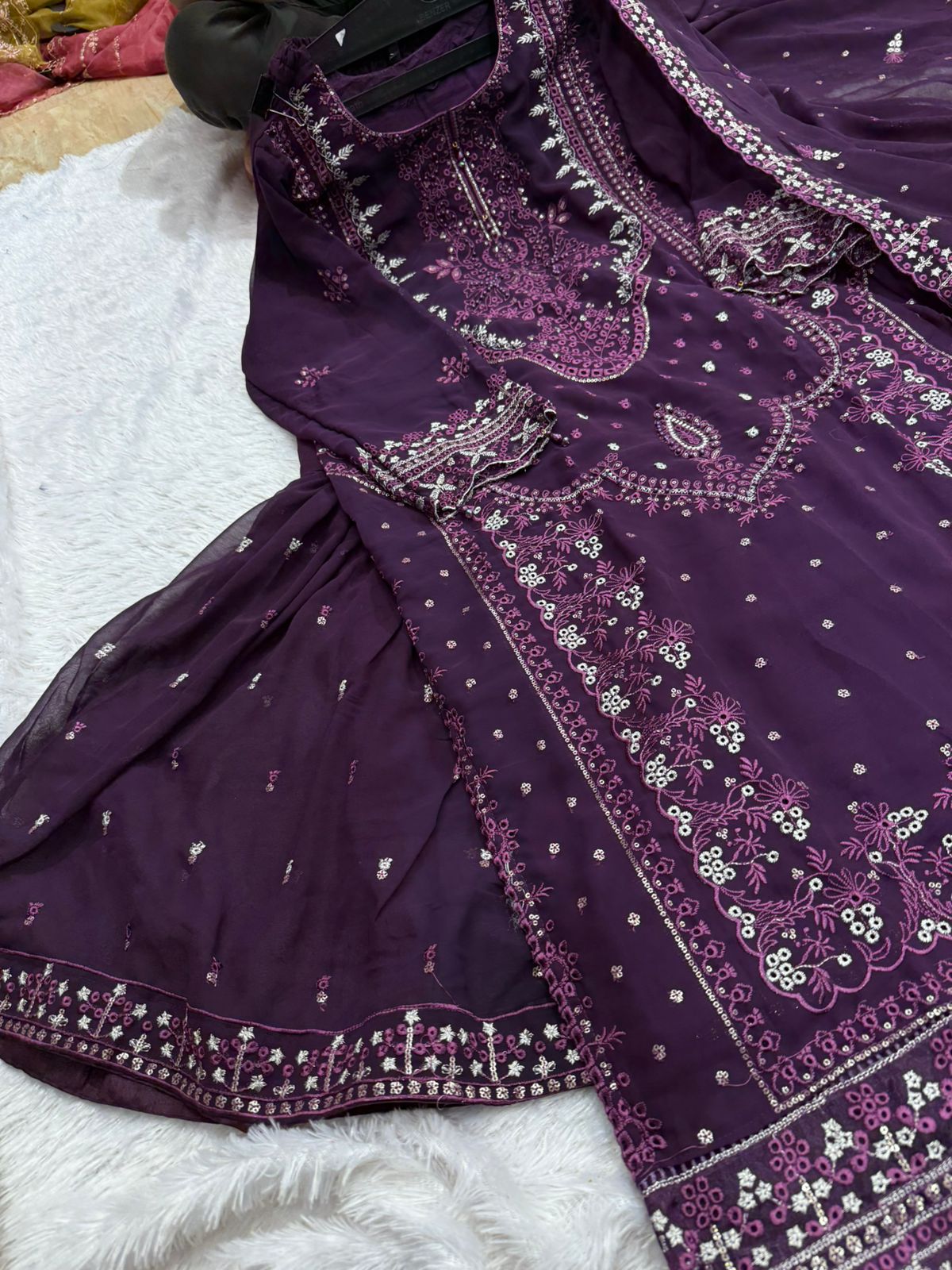 Georgette Moti Work Gharara With Heavy Embroidered Premium Outfit