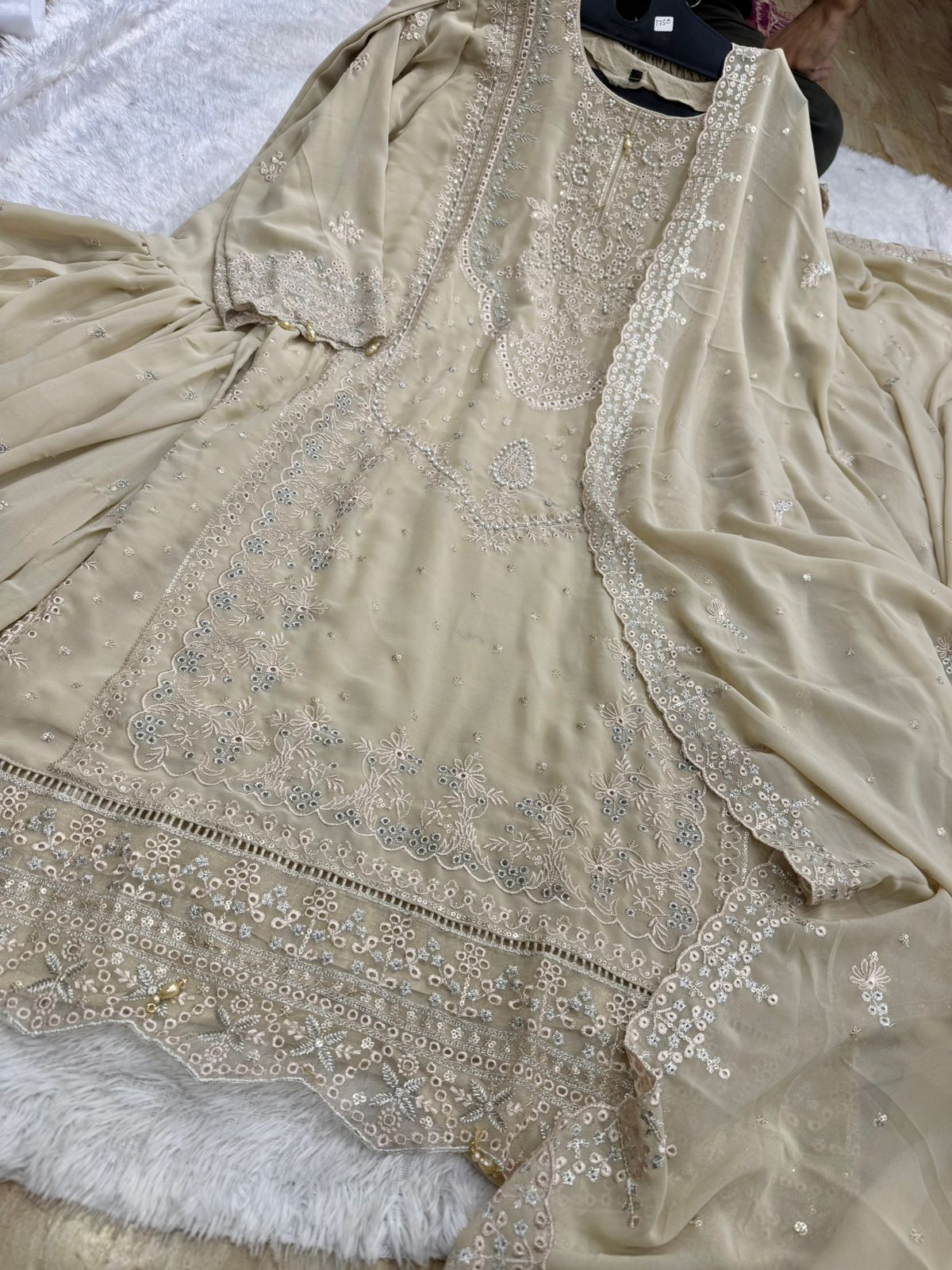 Georgette Moti Work Gharara With Heavy Embroidered Premium Outfit