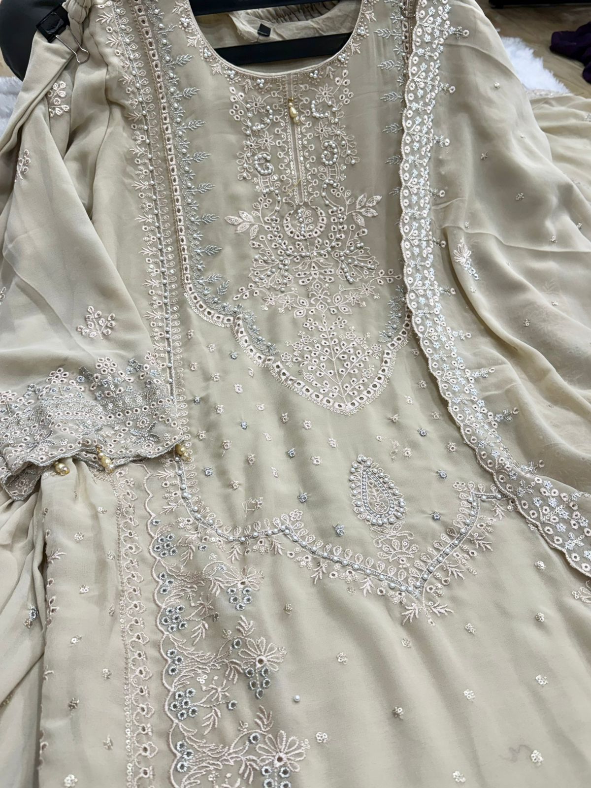 Georgette Moti Work Gharara With Heavy Embroidered Premium Outfit