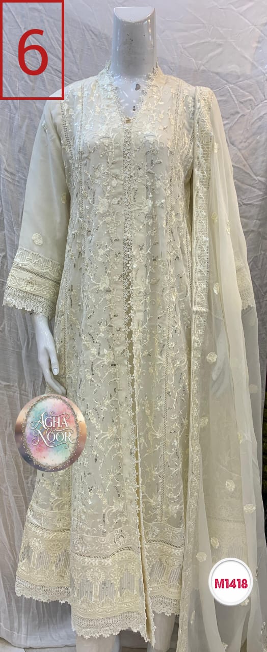 Aghanoor Embroidered Chiffon Suit Set