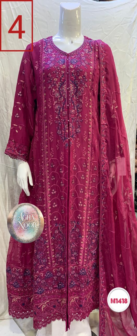 Aghanoor Embroidered Chiffon Suit Set