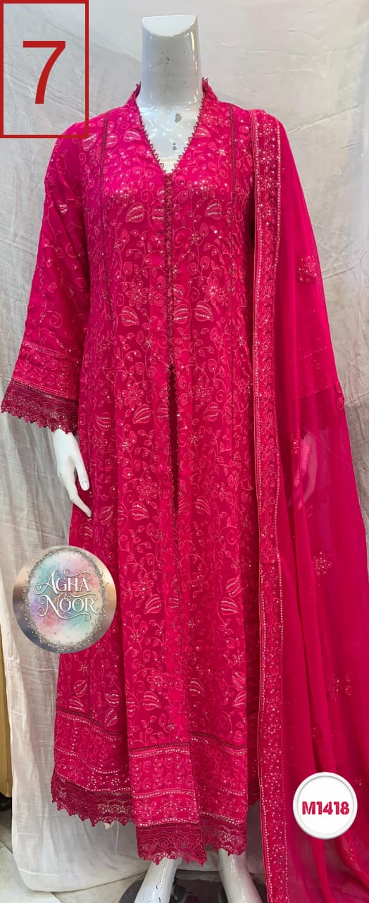 Aghanoor Embroidered Chiffon Suit Set