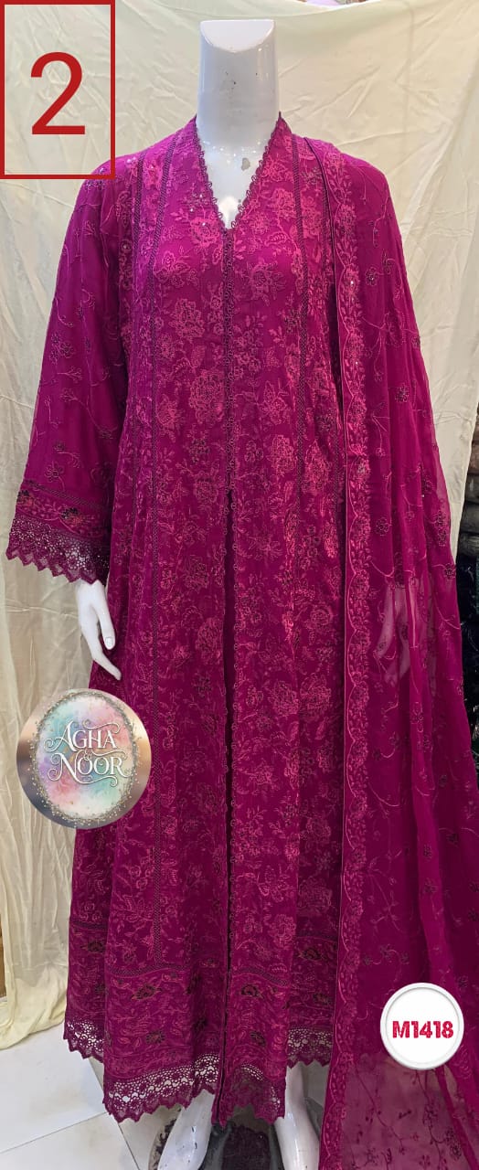 Aghanoor Embroidered Chiffon Suit Set